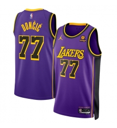 Men Los Angeles Lakers 77 Luka Doncic Purple 2025 Statement Edition Stitched Basketball Jersey