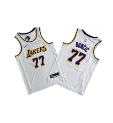 Men Los Angeles Lakers 77 Luka Doncic White Association Edition Stitched Basketball Jersey