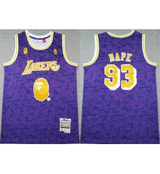 Men Los Angeles Lakers 93 Bape Purple 1996 97 Stitched NBA Jersey 728