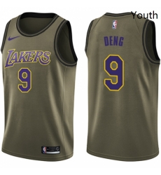 Youth Nike Los Angeles Lakers 9 Luol Deng Swingman Green Salute to Service NBA Jersey 