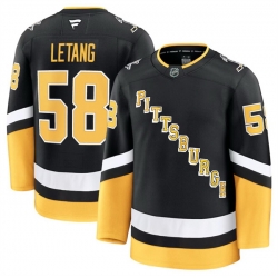 Men Pittsburgh Penguins 58 Kris Letang Black 2024 25 Alternate Stitched Hockey Jersey