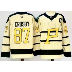 Men Pittsburgh Penguins 87 Sidney Crosby Cream 2024 25 With C Patch Winter Classic Stitched Hockey Jersey