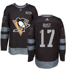 Penguins #17 Bryan Rust Black 1917 2017 100th Anniversary Stitched NHL Jersey