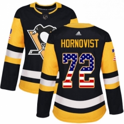 Womens Adidas Pittsburgh Penguins 72 Patric Hornqvist Authentic Black USA Flag Fashion NHL Jersey 