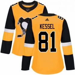 Womens Adidas Pittsburgh Penguins 81 Phil Kessel Authentic Gold Alternate NHL Jersey 
