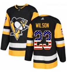 Youth Adidas Pittsburgh Penguins 23 Scott Wilson Authentic Black USA Flag Fashion NHL Jersey 