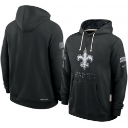 Men New Orleans Saints Black 2026 Salute to Service Sideline Dri FIT Pullover Hoodie