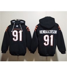 Men Cincinnati Bengals 91 Trey Hendrickson Black Pullover Hoodie Men Cincinnati Bengals 91 Trey Hendrickson Black Pullover Hoodie
