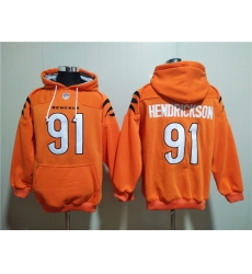 Men Cincinnati Bengals 91 Trey Hendrickson Orange Pullover Hoodie Men Cincinnati Bengals 91 Trey Hendrickson Orange Pullover Hoodie