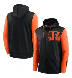 Men Cincinnati Bengals Black Orange Fan Gear Mascot Performance Full Zip Hoodie Men Cincinnati Bengals Black Orange Fan Gear Mascot Performance Full Zip Hoodie