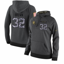 NFL Womens Nike Cleveland Browns 32 Jim Brown Stitched Black Anthracite Salute to Service Player Performance Hoodie