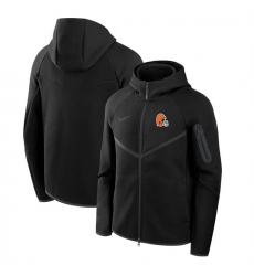 Men Cleveland Browns Black Tech Fleece Full Zip Windrunner Hoodie Men Cleveland Browns Black Tech Fleece Full Zip Windrunner Hoodie