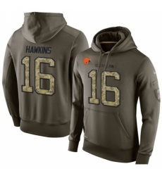 NFL Nike Cleveland Browns 16 Andrew Hawkins Green Salute To Service Mens Pullover Hoodie