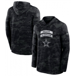 Men Dallas Cowboys Black 2026 Salute to Service Sideline Lightweight HoodieDri FIT Long Sleeve Top
