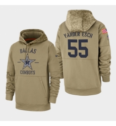 Mens Dallas Cowboys 55 Leighton Vander Esch 2019 Salute to Service Sideline Therma Pullover Hoodie Tan