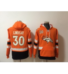 Men Nike Denver Broncos Phillip Lindsay 30 NFL Winter Thick Hoodie Orange