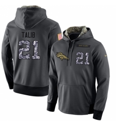 NFL Mens Nike Denver Broncos 21 Aqib Talib Stitched Black Anthracite Salute to Service Player Performance Hoodie