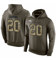 NFL Nike Denver Broncos 20 Brian Dawkins Green Salute To Service Mens Pullover Hoodie