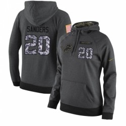 NFL Womens Nike Detroit Lions 20 Barry Sanders Stitched Black Anthracite Salute to Service Player Performance Hoodie