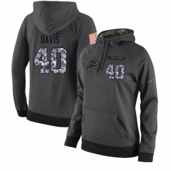 NFL Womens Nike Detroit Lions 40 Jarrad Davis Stitched Black Anthracite Salute to Service Player Performance Hoodie