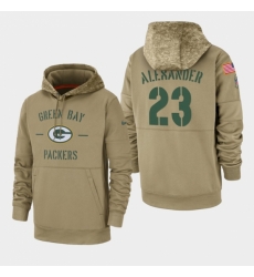 Mens Green Bay Packers 23 Jaire Alexander Green Bay Packers 2019 Salute to Service Sideline Therma Pullover Hoodie Tan