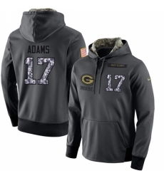 NFL Mens Nike Green Bay Packers 17 Davante Adams Stitched Black Anthracite Salute to Service Player Performance Hoodie