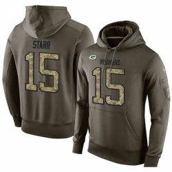 NFL Nike Green Bay Packers 15 Bart Starr Green Salute To Service Mens Pullover Hoodie