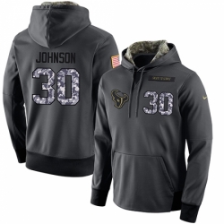 NFL Mens Nike Houston Texans 30 Kevin Johnson Stitched Black Anthracite Salute to Service Player Performance Hoodie