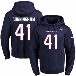 NFL Mens Nike Houston Texans 41 Zach Cunningham Navy Blue Name Number Pullover Hoodie