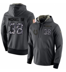 NFL Mens Nike Indianapolis Colts 38 Christine Michael Sr Stitched Black Anthracite Salute to Service Player Performance Hoodie