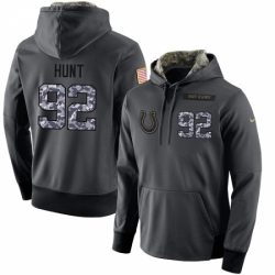NFL Mens Nike Indianapolis Colts 92 Margus Hunt Stitched Black Anthracite Salute to Service Player Performance Hoodie