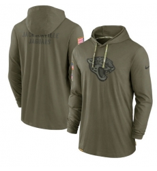 Men Jacksonville Jaguars 2022 Olive Salute To Service Tonal Pullover Hoodie