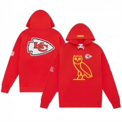 Men Kansas City Chiefs Red OVO Scarlet Icon Team Pullover Hoodie