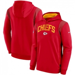 Men Kansas City Chiefs Red Sideline Stack Performance Pullover Hoodie 002