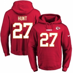 NFL Mens Nike Kansas City Chiefs 27 Kareem Hunt Red Name Number Pullover Hoodie