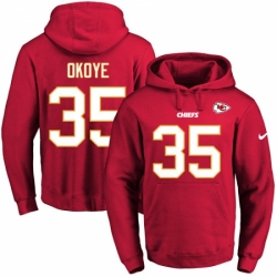 NFL Mens Nike Kansas City Chiefs 35 Christian Okoye Red Name Number Pullover Hoodie