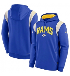 Men Los Angeles Rams Royal Sideline Stack Performance Pullover Hoodie 002