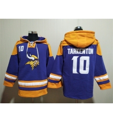 Men Minnesota Vikings 10 Fran Tarkenton Purple Yellow Ageless Must Have Lace Up Pullover Hoodie