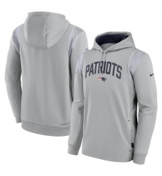 Men New England Patriots Grey Sideline Stack Performance Pullover Hoodie 002 Men New England Patriots Grey Sideline Stack Performance Pullover Hoodie 002