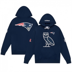 Men New England Patriots Navy OVO Scarlet Icon Team Pullover Hoodie