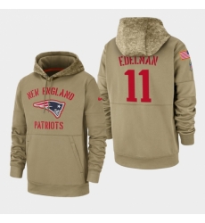 Mens New England Patriots 11 Julian Edelman 2019 Salute to Service Sideline Therma Pullover Hoodie Tan Mens New England Patriots 11 Julian Edelman 2019 Salute to Service Sideline Therma Pullover Hoodie Tan