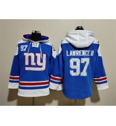 Men New York Giants 97 Dexter Lawrence II Blue Ageless Must Have Lace Up Pullover Hoodie Men New York Giants 97 Dexter Lawrence II Blue Ageless Must Have Lace Up Pullover Hoodie