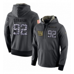 NFL Mens Nike New York Giants 92 Michael Strahan Stitched Black Anthracite Salute to Service Player Performance Hoodie