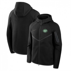 Men New York Jets Black Tech Fleece Full Zip Windrunner Hoodie