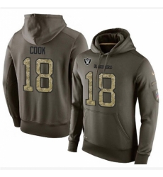 NFL Nike Oakland Raiders 18 Connor Cook Green Salute To Service Mens Pullover Hoodie