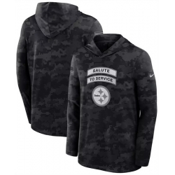 Men Pittsburgh Steelers Black 2026 Salute to Service Sideline Lightweight Hoodie Dri FIT Long Sleeve Top