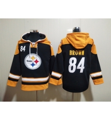 NFL Men Pittsburgh Steelers 84 Antonio Brown Stitched Hoodie