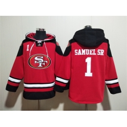 Men San Francisco 49ers 1 Deebo Samuel Sr Red Black Ageless Must Have Lace Up Pullover Hoodie