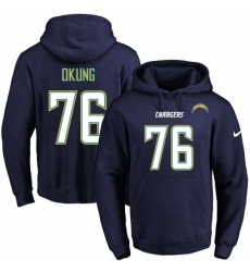 NFL Mens Nike Los Angeles Chargers 76 Russell Okung Navy Blue Name Number Pullover Hoodie NFL Mens Nike Los Angeles Chargers 76 Russell Okung Navy Blue Name Number Pullover Hoodie