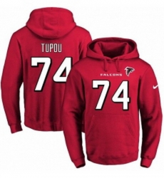 NFL Mens Nike Atlanta Falcons 74 Tani Tupou Red Name Number Pullover Hoodie